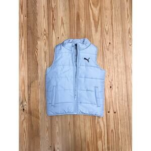 Puma Women’s Light Blue Puffer Vest Front Pockets Size Small New With Tags